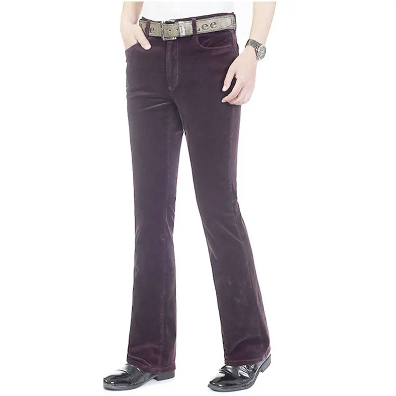 Мужские осенние новые мужские микро роговые повседневные брюки корейские эластичные тонкие вельветовые повседневные расклешенные брюки больше размеров 27-38