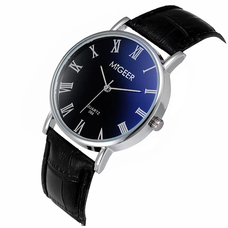 

New Style Watch Men's Leather Belt Steel Belt Mesh Belt Quartz Watch migeer Geneva Hot Selling