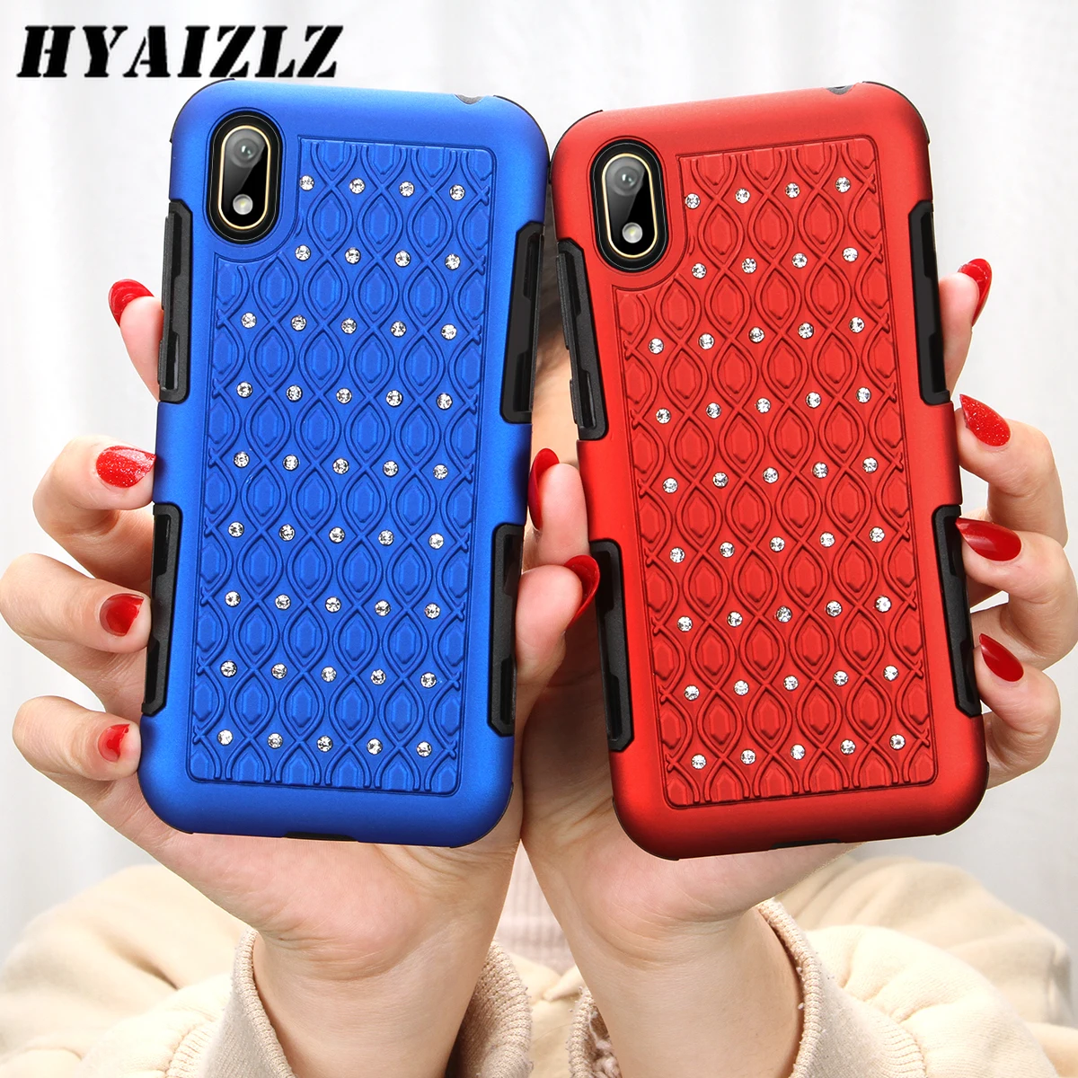 

Glitter Rhinestone Case for Moto G8 Plus E6 Play Dual Layer Hybrid Phone Shell Heavy Duty Protection Diamond Pattern Back Cover