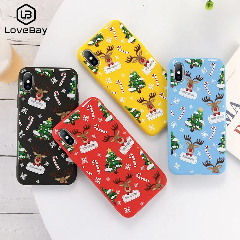 Lovebay мультфильм чехол для телефона с рождественским рисунком iPhone 11 7 8 6 6S Plus 5 5S SE