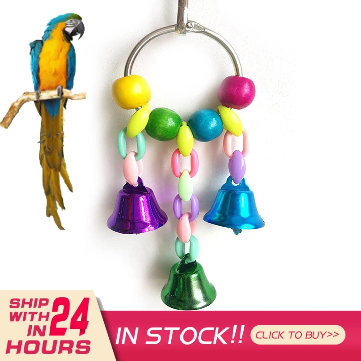 Venta Cascabeles de cuentas de colores para loros, juguetes para pájaros, soporte de oscilación, jaula de periquito, mascota, pájaro, loro, juguete para morder, accesorios para pájaros B6qpedpyXdY