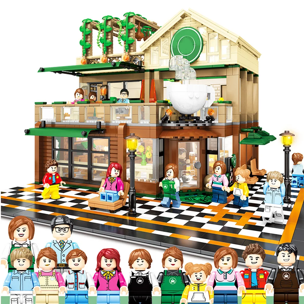 

601093 2095Pcs Idea City Street View with LED Light Coffee House Building Blocks Bricks Kids Toys For Children