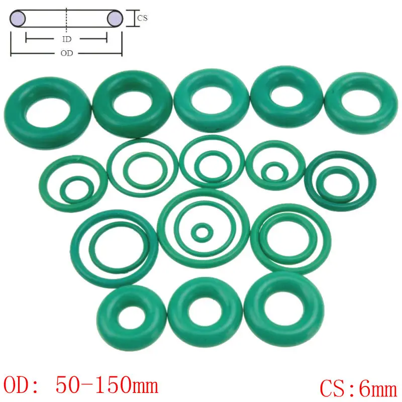 CS 6 мм OD50-150mm зеленый ФКМ Фтор резиновое уплотнительное кольцо