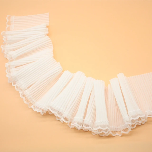 150cm Pink Chiffon Ruffle Lace Trim 3 Layer Pleated Ribbon DIY