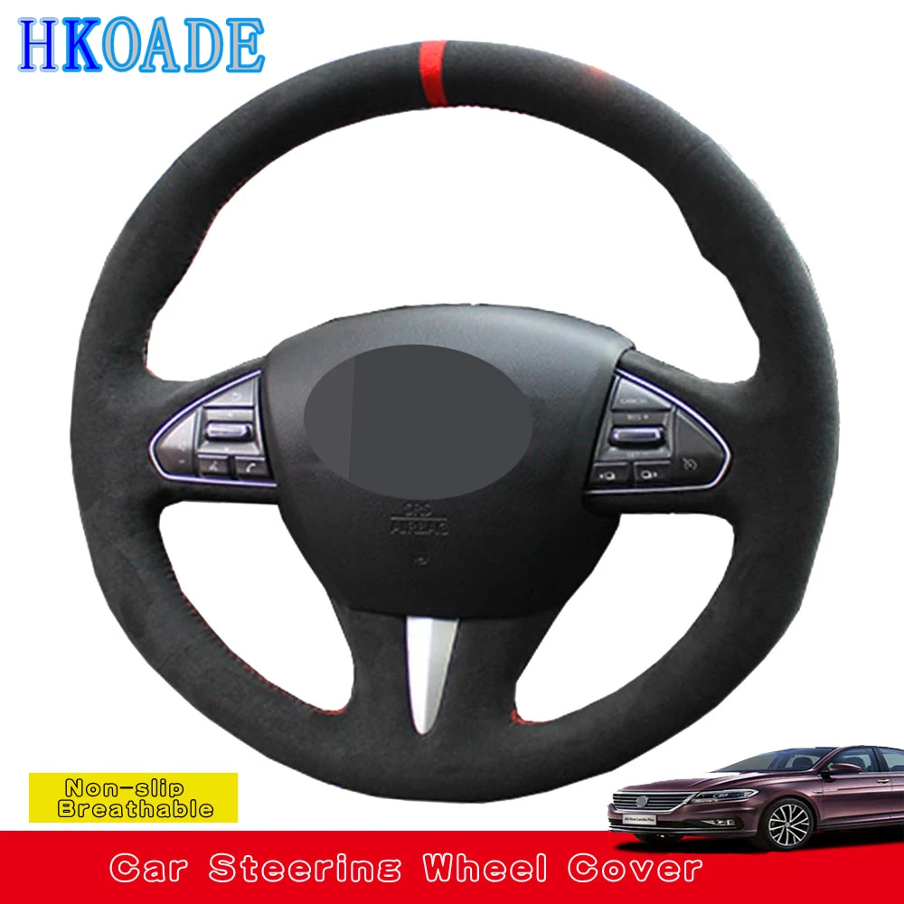 Customize DIY Suede Leather Car Steering Wheel Cover For Infiniti QX50 2015 Q50 2015 2014 Car