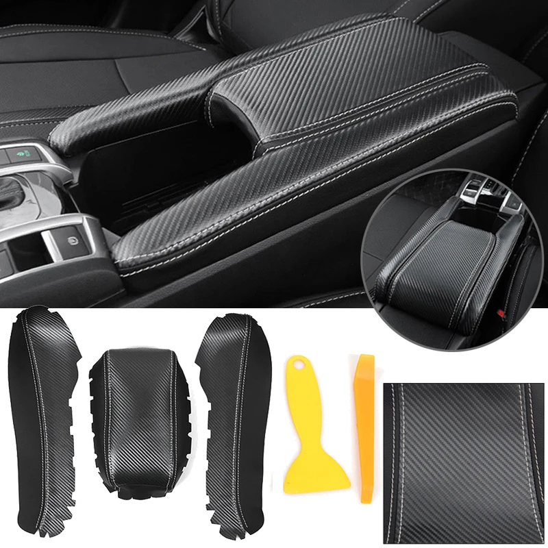 Накладка крышки для Honda Civic-18 подлокотник коробка поколение PU-кожа консоль коробка панель отделка внутреннее волокно