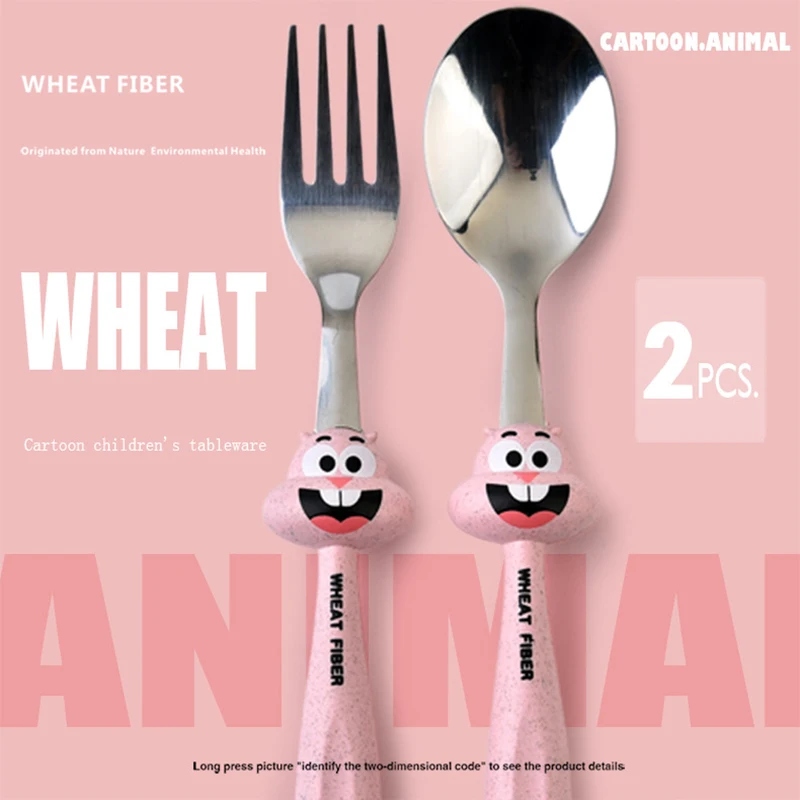 

Dishes Sets Dinnerware 2pcs/set Cartoon Portable Tableware Sets Spoon Fork Children Tableware Suit Stainless Steel Fork Set