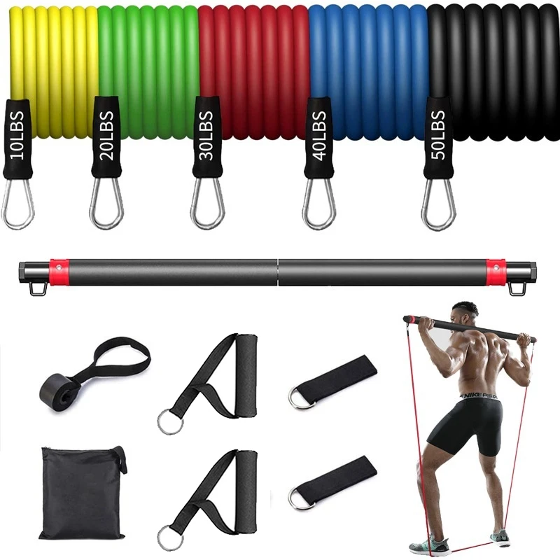 Fitness Resistance Rubber Band Yoga Elastic Upgrade Training Bar Set Pilates Exercise Equipment Pull Rope | Спорт и развлечения
