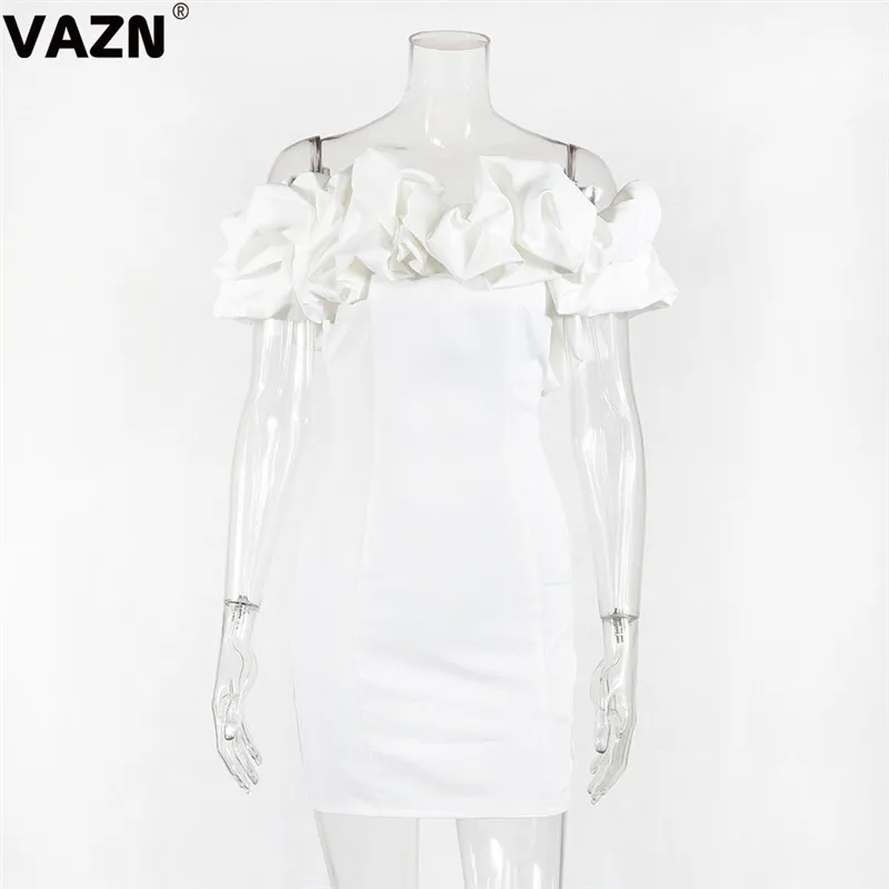 VAZN, горячее предложение, свежее, прозрачное, просвечивающее, милое, для взрослого возраста, сексуальное, Клубное, модное, без бретелек, одноцветное, с коротким рукавом, с высокой талией, женское, тонкое, мини-платье