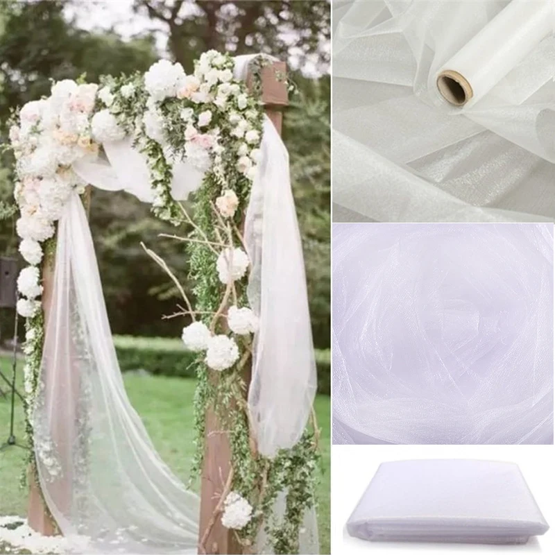 Wedding-Chairs Cover Roll-Fabric Tulle Crystal Sheer Organza Party for Knot 48cm 5m/10m