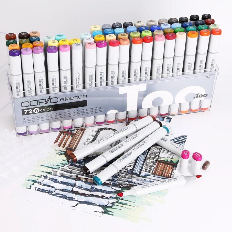 Набор профессиональных художественных маркеров Copic Sketch 72 цвета кисть манга ручки