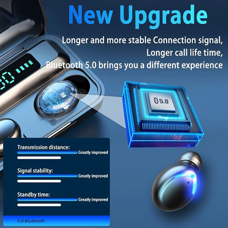 F9 TWS kopfh rer bluetooth Wireless Headphones 2000mah LED Power Display Touch Control Headset Gaming Earbuds for huawei iphone