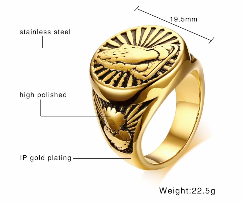 Винтажное мужское религиозное кольцо-печатка в золотых тонах, ювелирные изделия из нержавеющей стали, мужское кольцо для мужчин, ювелирные изделия Anel Aneis