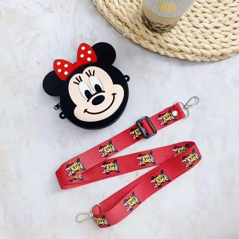 Disney Микки Маус кошелек для монет леди Минни плечо сумка милые карты сумка карты пакет мультфильм силиконовая сумка для хранения