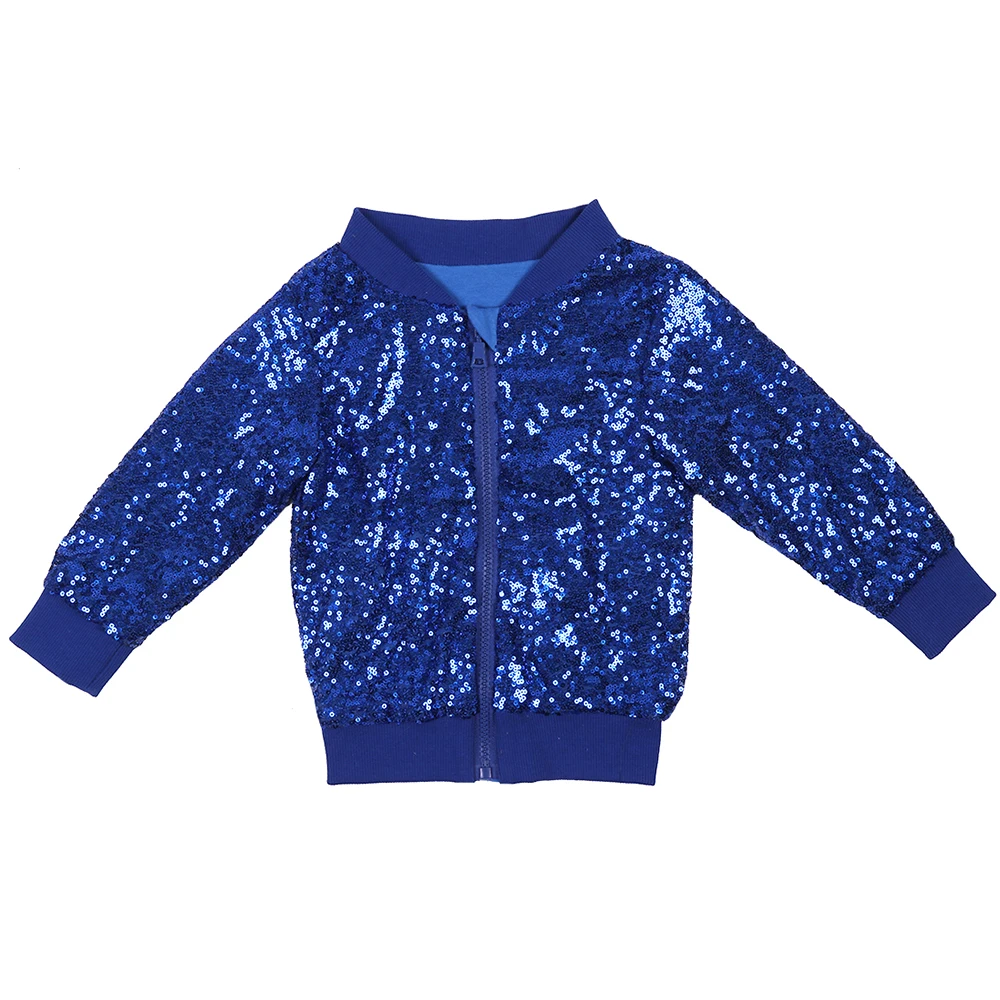 Cool Boys Sequin Bomber Jacket Long Sleeve Clothing Fashion Girl Kids