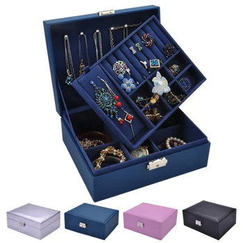 

Black navy silver Pink Jewelry Box Packaging Display watch necklace Earring Bracelet women girl storage box holder