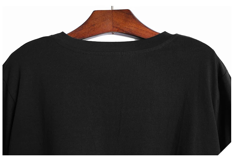 [EAM] Women black square split joint temperament T-shirt New Round Neck Long Sleeve  Fashion Tide  Spring Autumn 2020 1Z451