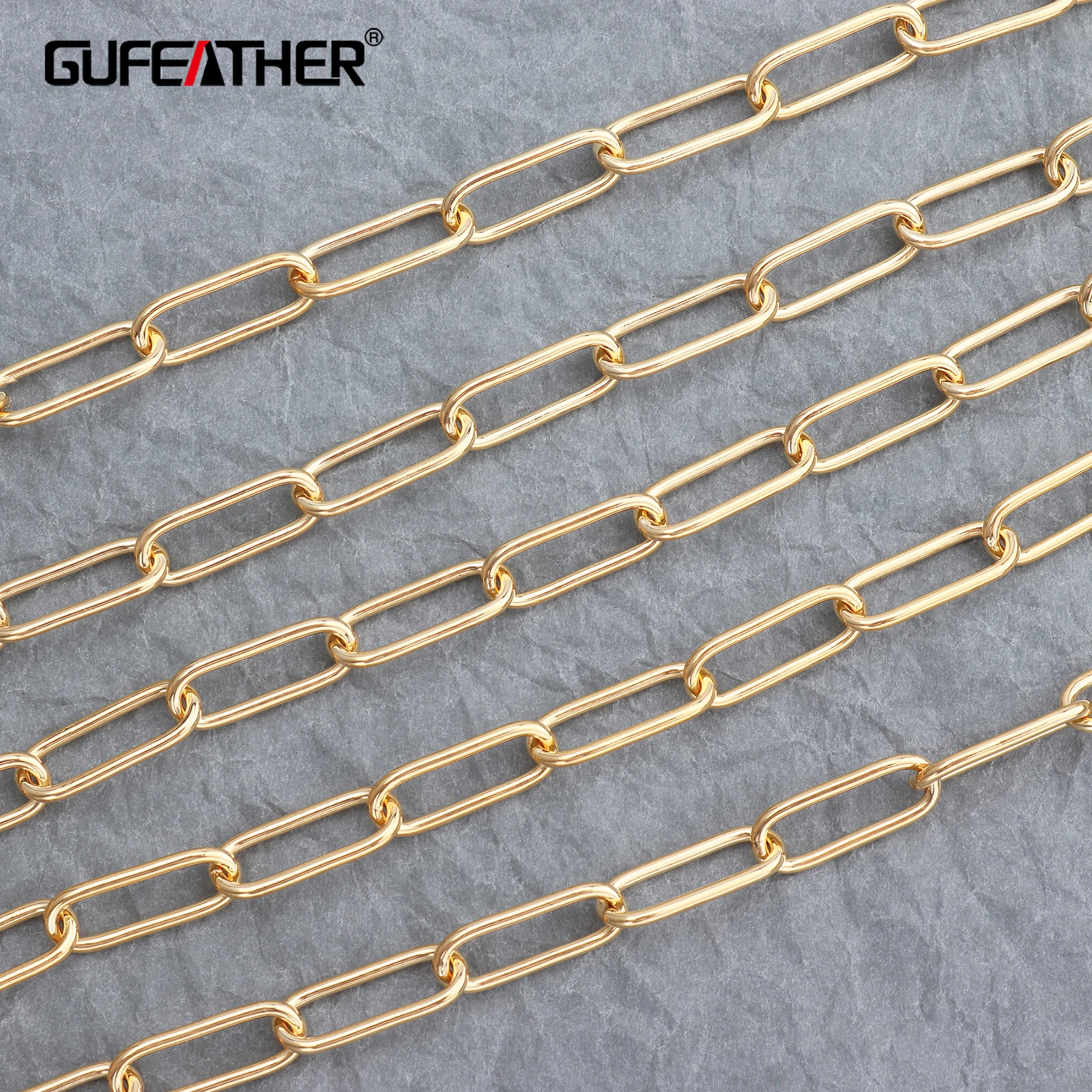 GUFEATHER C51, цепочка, ювелирные аксессуары, 18k позолоченные, изготовление ювелирных изделий, ручная работа, самодельная цепочка, ожерелье для женщин, 50 см/лот