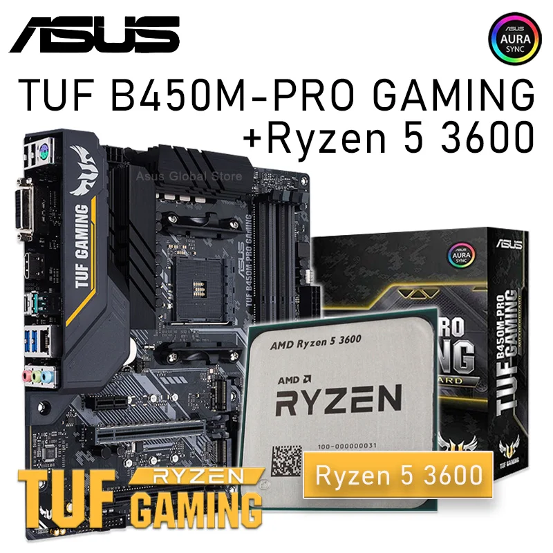 Asus TUF B450M-PRO GAMING B450 с материнской платой AMD Ryzen 5 3600 PCI-E 3 0 DDR4 64 ГБ | Компьютеры и офис