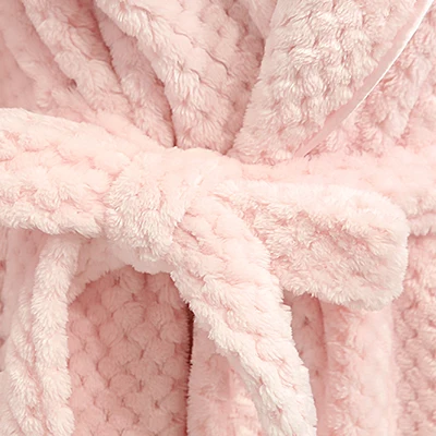 Женский и мужской зимний удлиненный теплый халат, роскошный толстый фланелевый банный халат в клетку, мягкий термо халат, сексуальный халат для подружек невесты - Цвет: Men Pink