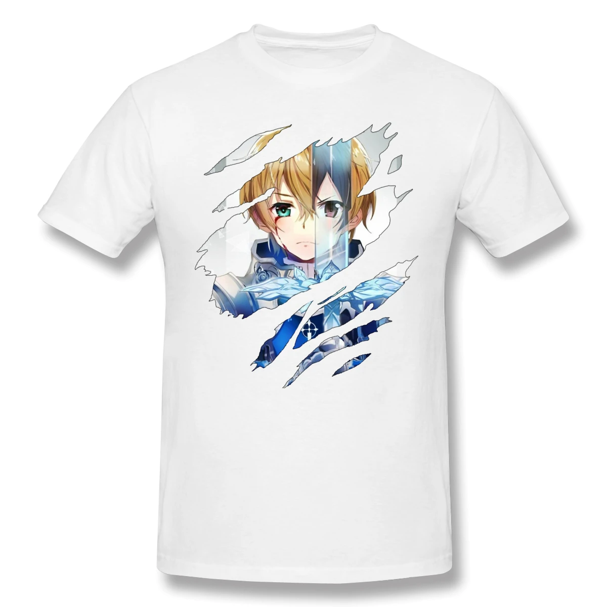 Футболка для мужчин Eugeo X kiito 100% хлопок Sword Art Online футболка 6XL одежда смешного