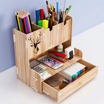 

Multifunction Desktop Pen Holder Office School Desk Sundries Storage Case For Pen Makeup Brush Desk Pen Pencil Organizer