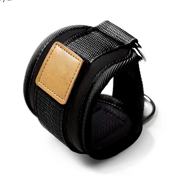 Fitness Ankle Straps Adjustable D-Ring Foot Support Cuffs Gym Leg Strength Workouts Pulley With Buckle Sports Feet Guard Black