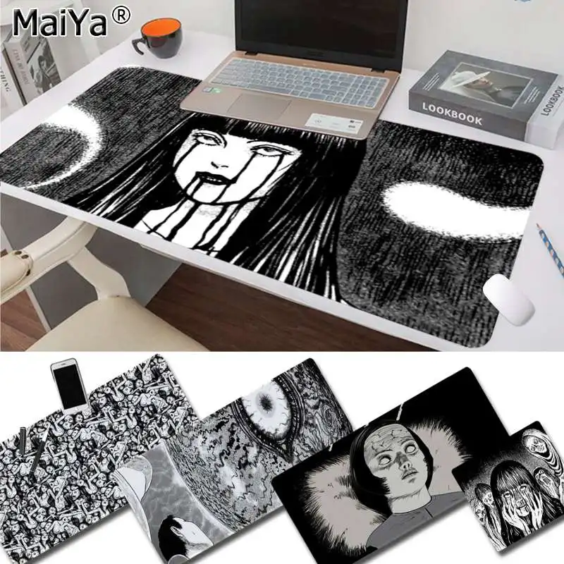 

Maiya New Design Junji Ito Tees Horror Silicone large/small Pad to Mouse Game Free Shipping Large Mouse Pad Keyboards Mat