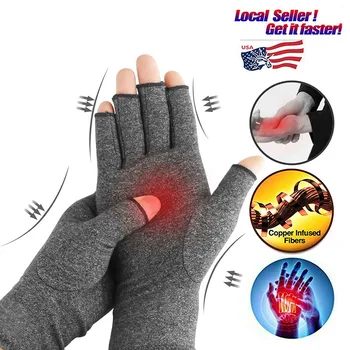 

1 Pair Half-finger Compression Gloves Arthritis Gloves Wrist Support Cotton Joint Pain Relief Hand Brace Therapy Wristband