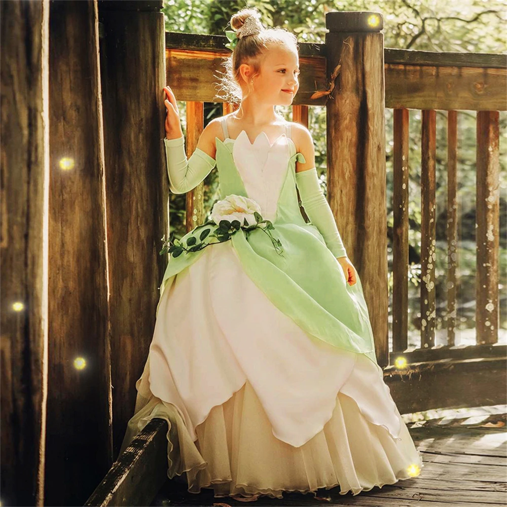 Vestido Infantil Princesa Tiana e o Sapo no Bosque