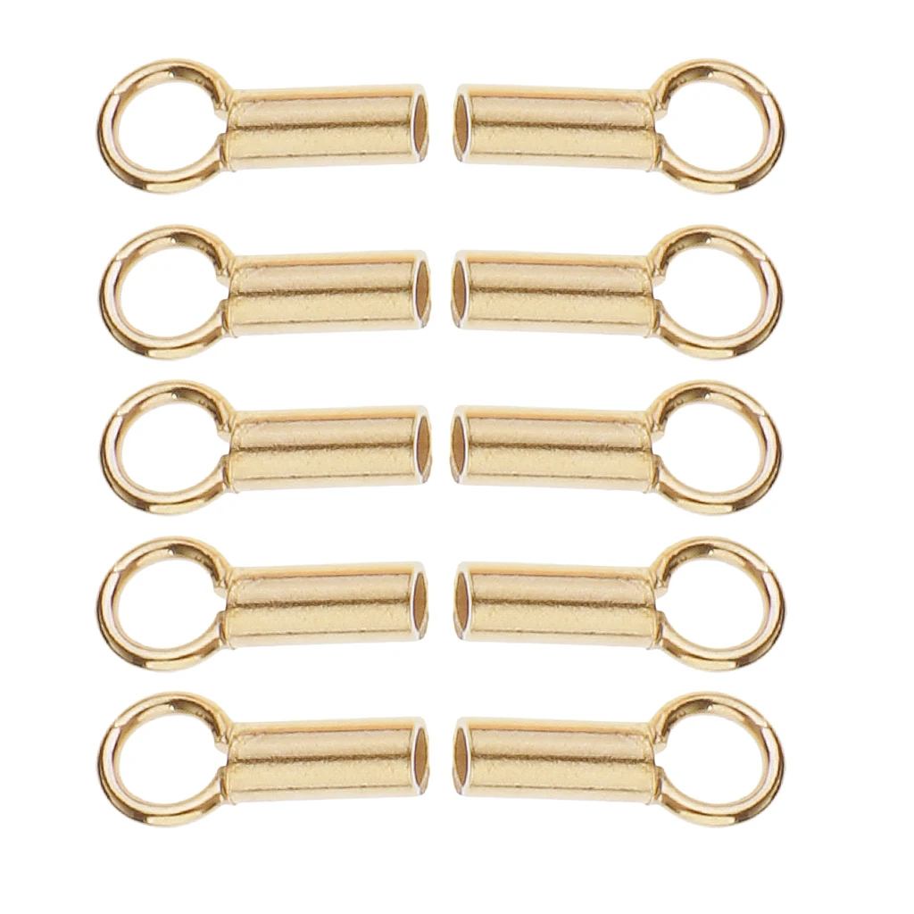 10 Pieces/set 925 Sterling silver color Tube Crimp Beads Stopper Cord End Bead DIY necklace bracelet Jewelry Making Findings