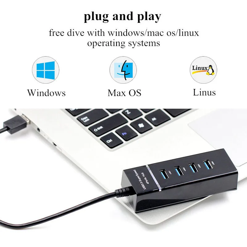 BinFul USB HUB 3 0 External 4 Power USB Port for Windows Mac Linux Laptop notebook 5