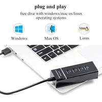 מחשב נייד HUB USB וגם הסלסילה העמוסה 3.0 USB חיצוניים 4 Power Port עבור מפצל USB 4 יציאות מחברת מחשב נייד Windows Mac Linux עם LED HUB-USB (5)