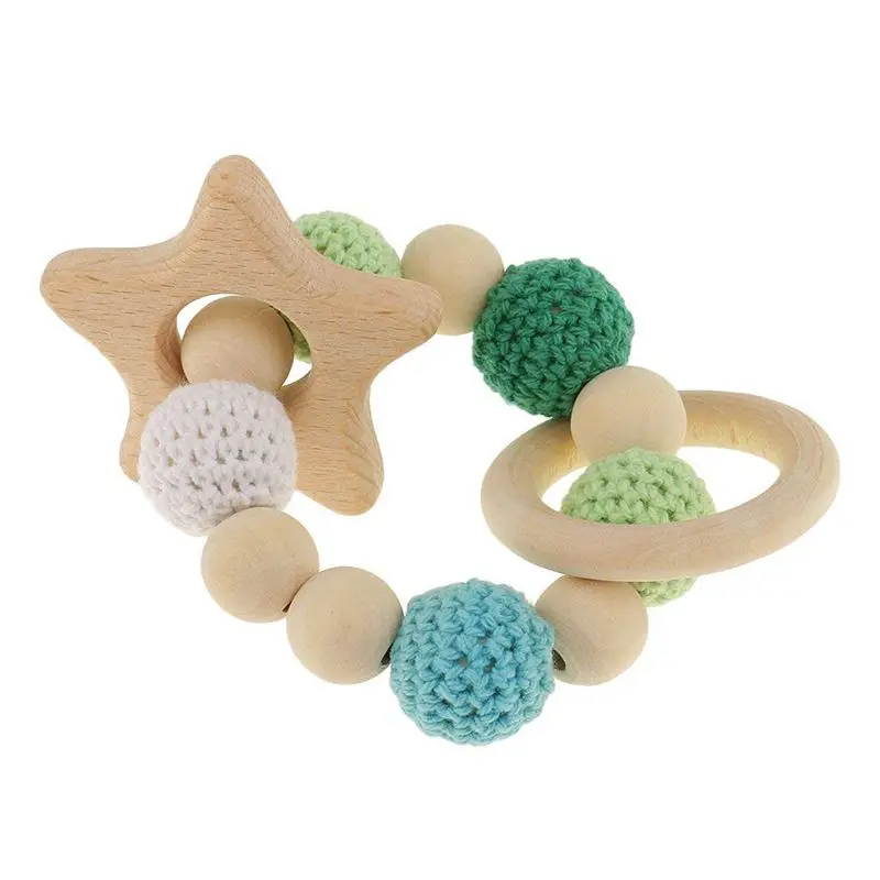 price reduction  1 pc wooden wooden teething rings cute toy rattle toy baby teething accessories - multicolored - st