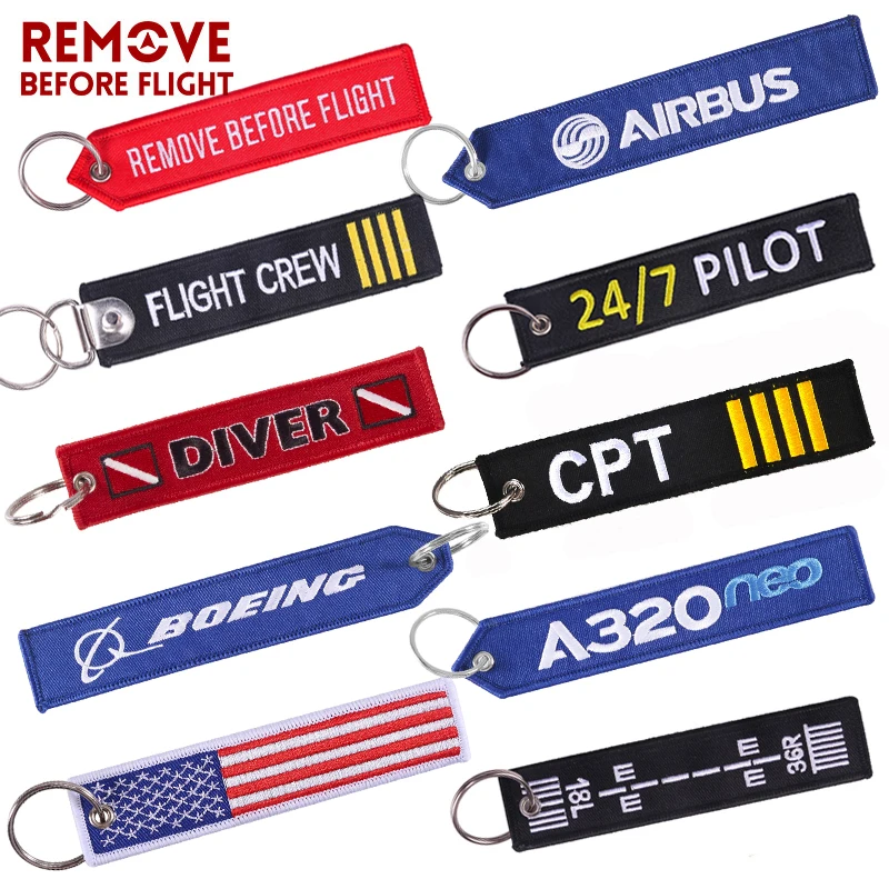Брелки для ключей с вышивкой Remove Before Flight|Брелоки| |