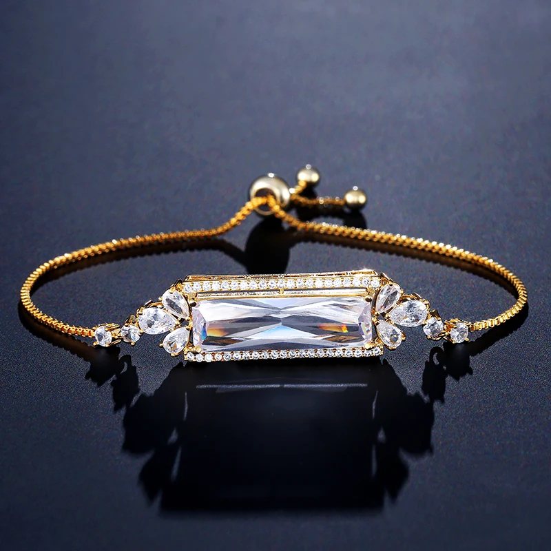 

UILZ Classic Exquisite Simple Clean Cubic Zircon Adjustable Bracelets for Women Wedding Anniversary Top Quality Jewelry UBP2124