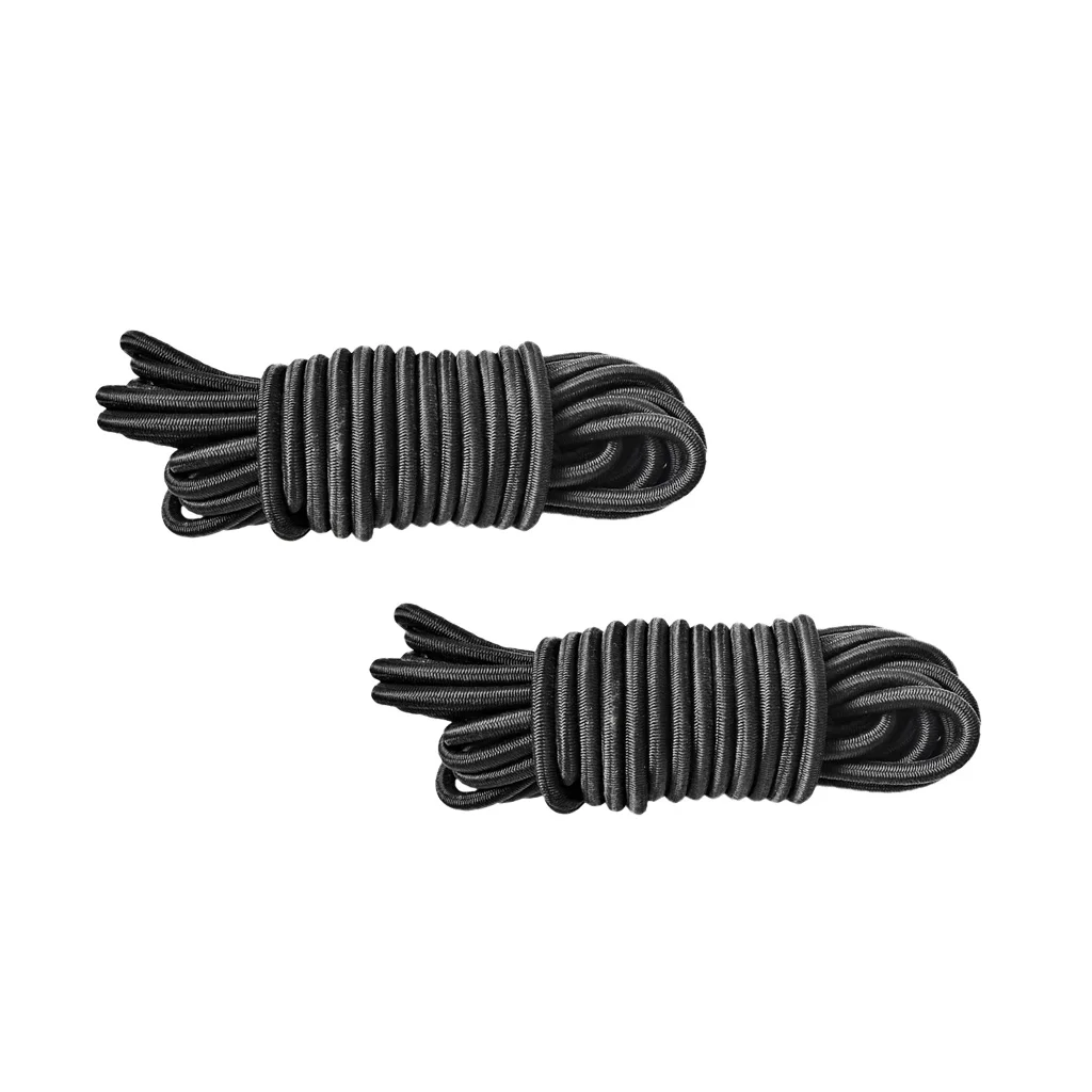 2 Pcs 5m/16.4ft 4mm Elastic Bungee Rope Shock Cord Tie Down for Boat Trailer, Black