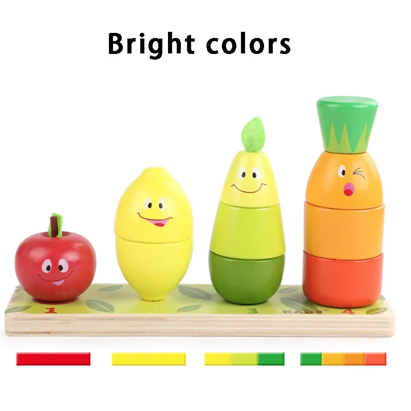 

Baby Toys Fruit Pile Tower Stacking Geometry Cognition Blocks Wooden Toys Educational Enlightenment Children's Toy
