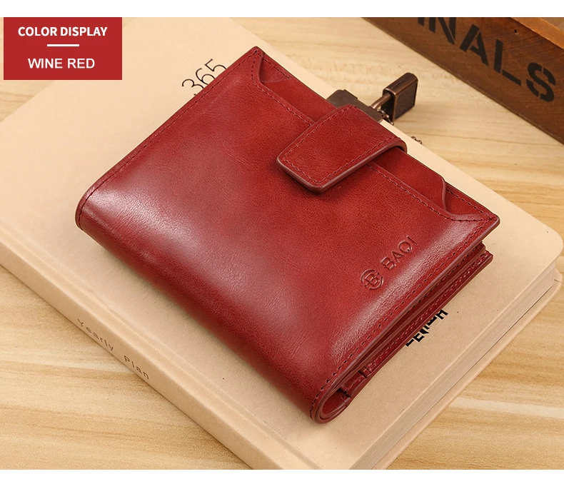 wine red Wmnuo, Винтажный Мужской кошелек, RFID, защита от кражи, на молнии, кошелек для мужчин, на молнии, короткий, деловой, кредитный, мульти-держатель для карт, водительские права - Цвет: wine red