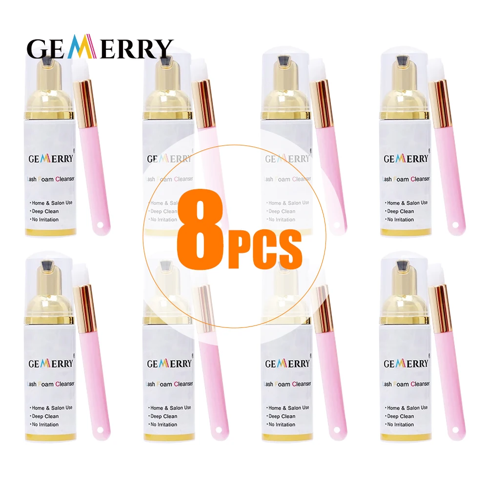8 Pcs/lot 60ml GEMERRY Lash Shampoo Mousse Kit Eyelash Extension