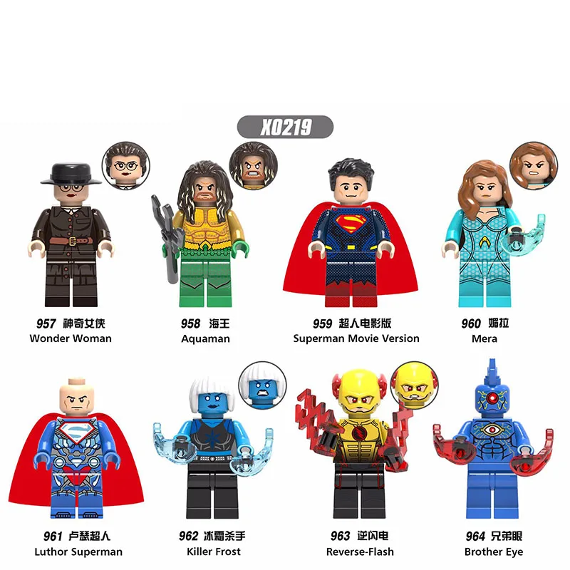 

Single Sale Building Blocks Super Heroes Figures Wonder Woman Aquaman Model Superman Flash Mera For Kids Toys DIY Gift X0219