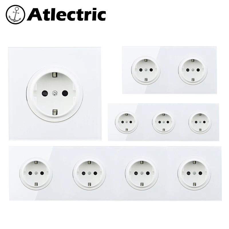 Atlectric весь стеклянный разъем EU/DE/RU 16A розетка настенная розетка Хрустальная стеклянная панель 110-250 В настенная розетка