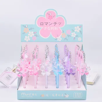 

24pcs Kawaii Gel Pens Cherry blossom oil pendant black gel ink pens pens for writing Cute stationery office school supplies