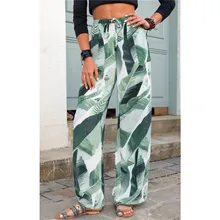 

2021 New Fashion Temperament Retro Bohemian High Waist Print Loose Casual Beach Holiday Straight Wide Leg Pants