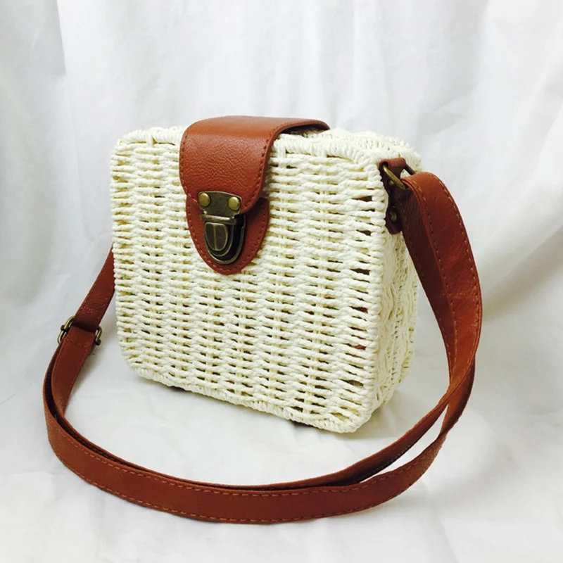 2020 Новая модная деревянная женская сумка через плечо тканая летняя из ротанга