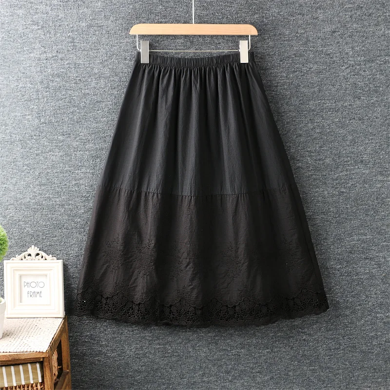 Художественная и художественная Ранняя весна, новинка, маленькая, свежая, эластичная талия, хлопок, дикая, Водорастворимая, вышивка, кружевная юбка, 3926, для женщин