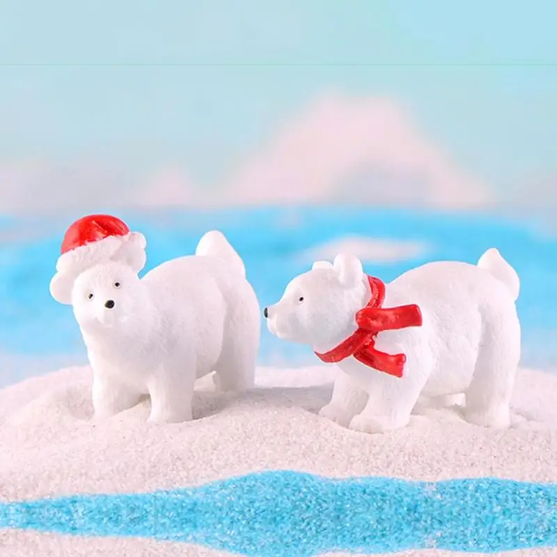 3 шт. моделирование модель животного мини белый полярный медведь смола фигурка игрушка торт плесень создание веселой красивой атмосферы