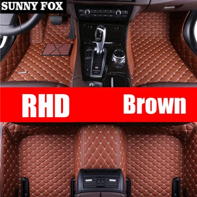 Правый руль/RHD автомобильные коврики для hyundai ix25 ix35 Tucson Santa Fe Elantra Sonata Solaris полное покрытие чехол ковры lin - Название цвета: Brown