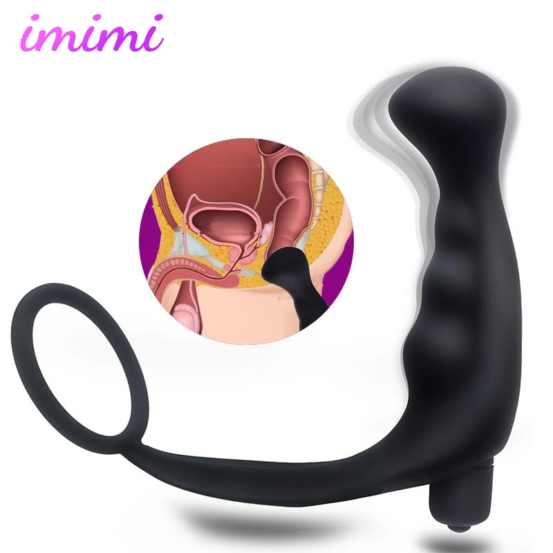 Prostate Male Masturbator Dildo Vibrator Silicone Anal Massager With Penis Delay Ejaculation Ring Butt Plug Sex Products for Man