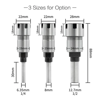 

New 1/4 inch/8mm/1/2 inch Portable Spring Steel Shank Router Bit Extension Rod Milling Cutter Extender Collet Holder Adapter
